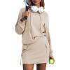 imageEXLURA Women 2 Piece Sets Cotton Sweatsuits Fall Hooded Sweatshirt Cargo Skort Skirt Stretchy Tracksuit Casual Tennis PocketsApricot