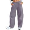 imageEXLURA Womens Barrel Sweatpants Fleece Lined Baggy Drawstring Pants Fall Winter Outfits Athletic Joggers with Pockets 2025Grey Purple