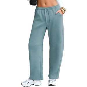 imageEXLURA Womens Barrel Sweatpants Fleece Lined Baggy Drawstring Pants Fall Winter Outfits Athletic Joggers with Pockets 2025Grey Blue
