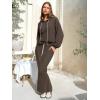 imageEXLURA Women 2 Piece Skirt Sets Fall Long Sleeve Hoodies Matching Long Dress Sweatsuits Lounge Set Travel Outfits Winter 2025Coffee