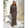imageEXLURA Women 2 Piece Skirt Sets Fall Long Sleeve Hoodies Matching Long Dress Sweatsuits Lounge Set Travel Outfits Winter 2025Coffee