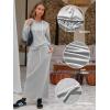 imageEXLURA Women 2 Piece Skirt Sets Fall Long Sleeve Hoodies Matching Long Dress Sweatsuits Lounge Set Travel Outfits Winter 2025Grey