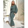 imageEXLURA Women 2 Piece Skirt Sets Fall Long Sleeve Hoodies Matching Long Dress Sweatsuits Lounge Set Travel Outfits Winter 2025Grey Green