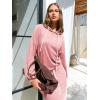 imageEXLURA Women 2 Piece Skirt Sets Fall Long Sleeve Hoodies Matching Long Dress Sweatsuits Lounge Set Travel Outfits Winter 2025Peach Pink