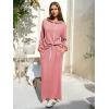 imageEXLURA Women 2 Piece Skirt Sets Fall Long Sleeve Hoodies Matching Long Dress Sweatsuits Lounge Set Travel Outfits Winter 2025Peach Pink