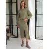 imageEXLURA Womens 2 Piece Skirts Set Fall Fashion 2025 Drawstring Sweatshirts Midi Dress Lounge Travel Outfits Winter ClothingArmy Green