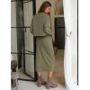 imageEXLURA Womens 2 Piece Skirts Set Fall Fashion 2025 Drawstring Sweatshirts Midi Dress Lounge Travel Outfits Winter ClothingArmy Green