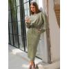 imageEXLURA Womens 2 Piece Skirts Set Fall Fashion 2025 Drawstring Sweatshirts Midi Dress Lounge Travel Outfits Winter ClothingArmy Green