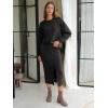 imageEXLURA Womens 2 Piece Skirts Set Fall Fashion 2025 Drawstring Sweatshirts Midi Dress Lounge Travel Outfits Winter ClothingBlack
