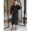 imageEXLURA Womens 2 Piece Skirts Set Fall Fashion 2025 Drawstring Sweatshirts Midi Dress Lounge Travel Outfits Winter ClothingBlack