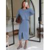 imageEXLURA Womens 2 Piece Skirts Set Fall Fashion 2025 Drawstring Sweatshirts Midi Dress Lounge Travel Outfits Winter ClothingGery Blue