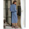 imageEXLURA Womens 2 Piece Skirts Set Fall Fashion 2025 Drawstring Sweatshirts Midi Dress Lounge Travel Outfits Winter ClothingGery Blue