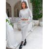 imageEXLURA Womens 2 Piece Skirts Set Fall Fashion 2025 Drawstring Sweatshirts Midi Dress Lounge Travel Outfits Winter ClothingGrey