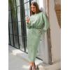 imageEXLURA Womens 2 Piece Skirts Set Fall Fashion 2025 Drawstring Sweatshirts Midi Dress Lounge Travel Outfits Winter ClothingGrey Green