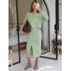 imageEXLURA Womens 2 Piece Skirts Set Fall Fashion 2025 Drawstring Sweatshirts Midi Dress Lounge Travel Outfits Winter ClothingGrey Green