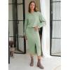 imageEXLURA Womens 2 Piece Skirts Set Fall Fashion 2025 Drawstring Sweatshirts Midi Dress Lounge Travel Outfits Winter ClothingGrey Green