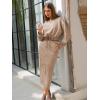 imageEXLURA Womens 2 Piece Skirts Set Fall Fashion 2025 Drawstring Sweatshirts Midi Dress Lounge Travel Outfits Winter ClothingKhaki