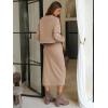 imageEXLURA Womens 2 Piece Skirts Set Fall Fashion 2025 Drawstring Sweatshirts Midi Dress Lounge Travel Outfits Winter ClothingKhaki