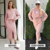 imageEXLURA Womens 2 Piece Skirts Set Fall Fashion 2025 Drawstring Sweatshirts Midi Dress Lounge Travel Outfits Winter ClothingPink