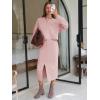 imageEXLURA Womens 2 Piece Skirts Set Fall Fashion 2025 Drawstring Sweatshirts Midi Dress Lounge Travel Outfits Winter ClothingPink