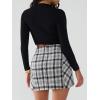 imageEXLURA Womens Fashion Faux Wool Mini Skirt High Waisted Y2K Trendy Side Slit Tweed Plaid Skirts 2025 Fall Winter OutfitsBlack