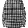 imageEXLURA Womens Fashion Faux Wool Mini Skirt High Waisted Y2K Trendy Side Slit Tweed Plaid Skirts 2025 Fall Winter OutfitsBlack