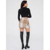 imageEXLURA Womens Fashion Faux Wool Mini Skirt High Waisted Y2K Trendy Side Slit Tweed Plaid Skirts 2025 Fall Winter OutfitsBrown