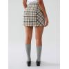 imageEXLURA Womens Fashion Faux Wool Mini Skirt High Waisted Y2K Trendy Side Slit Tweed Plaid Skirts 2025 Fall Winter OutfitsGreen
