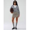 imageEXLURA Womens Fashion Faux Wool Mini Skirt High Waisted Y2K Trendy Side Slit Tweed Plaid Skirts 2025 Fall Winter OutfitsGreen