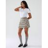 imageEXLURA Womens Fashion Faux Wool Mini Skirt High Waisted Y2K Trendy Side Slit Tweed Plaid Skirts 2025 Fall Winter OutfitsGreen