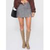 imageEXLURA Womens Fashion Faux Wool Mini Skirt High Waisted Y2K Trendy Side Slit Tweed Plaid Skirts 2025 Fall Winter OutfitsGrey