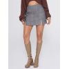 imageEXLURA Womens Fashion Faux Wool Mini Skirt High Waisted Y2K Trendy Side Slit Tweed Plaid Skirts 2025 Fall Winter OutfitsGrey
