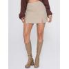 imageEXLURA Womens Fashion Faux Wool Mini Skirt High Waisted Y2K Trendy Side Slit Tweed Plaid Skirts 2025 Fall Winter OutfitsKhaki