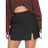 imageEXLURA Womens Fashion Faux Wool Mini Skirt High Waisted Y2K Trendy Side Slit Tweed Plaid Skirts 2025 Fall Winter OutfitsNew Black
