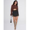 imageEXLURA Womens Fashion Faux Wool Mini Skirt High Waisted Y2K Trendy Side Slit Tweed Plaid Skirts 2025 Fall Winter OutfitsNew Black