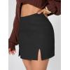 imageEXLURA Womens Fashion Faux Wool Mini Skirt High Waisted Y2K Trendy Side Slit Tweed Plaid Skirts 2025 Fall Winter OutfitsNew Black