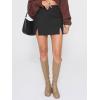 imageEXLURA Womens Fashion Faux Wool Mini Skirt High Waisted Y2K Trendy Side Slit Tweed Plaid Skirts 2025 Fall Winter OutfitsNew Black