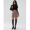imageEXLURA Womens Fashion Faux Wool Mini Skirt High Waisted Y2K Trendy Side Slit Tweed Plaid Skirts 2025 Fall Winter OutfitsRed