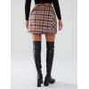 imageEXLURA Womens Fashion Faux Wool Mini Skirt High Waisted Y2K Trendy Side Slit Tweed Plaid Skirts 2025 Fall Winter OutfitsRed