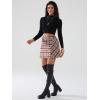 imageEXLURA Womens Fashion Faux Wool Mini Skirt High Waisted Y2K Trendy Side Slit Tweed Plaid Skirts 2025 Fall Winter OutfitsRed