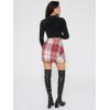 imageEXLURA Womens Fashion Faux Wool Mini Skirt High Waisted Y2K Trendy Side Slit Tweed Plaid Skirts 2025 Fall Winter OutfitsWine Red
