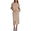 imageEXLURA Womens 2 Piece Skirts Set Fall Fashion 2025 Drawstring Sweatshirts Midi Dress Lounge Travel Outfits Winter ClothingKhaki