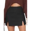 imageEXLURA Womens Fashion Faux Wool Mini Skirt High Waisted Y2K Trendy Side Slit Tweed Plaid Skirts 2025 Fall Winter OutfitsNew Black