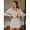 imageEXLURA Women Two Piece Sets 2025 Casual Polo Sweatshirt Skorts Matching Set Short Tennis Skirt Fall Workout Tracksuit OutfitsBeige