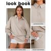 imageEXLURA Women Two Piece Sets 2025 Casual Polo Sweatshirt Skorts Matching Set Short Tennis Skirt Fall Workout Tracksuit OutfitsBeige