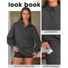 imageEXLURA Women Two Piece Sets 2025 Casual Polo Sweatshirt Skorts Matching Set Short Tennis Skirt Fall Workout Tracksuit OutfitsDark Grey