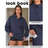 imageEXLURA Women Two Piece Sets 2025 Casual Polo Sweatshirt Skorts Matching Set Short Tennis Skirt Fall Workout Tracksuit OutfitsNavy Blue