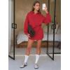 imageEXLURA Women Two Piece Sets 2025 Casual Polo Sweatshirt Skorts Matching Set Short Tennis Skirt Fall Workout Tracksuit OutfitsRed