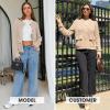 imageEXLURA Womens 2025 Knit Cardigan Sweaters Early Fall Fashion Long Sleeve Open Front Button Down Trendy Casual Cropped JacketBeige