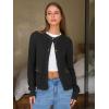 imageEXLURA Womens 2025 Knit Cardigan Sweaters Early Fall Fashion Long Sleeve Open Front Button Down Trendy Casual Cropped JacketBlack